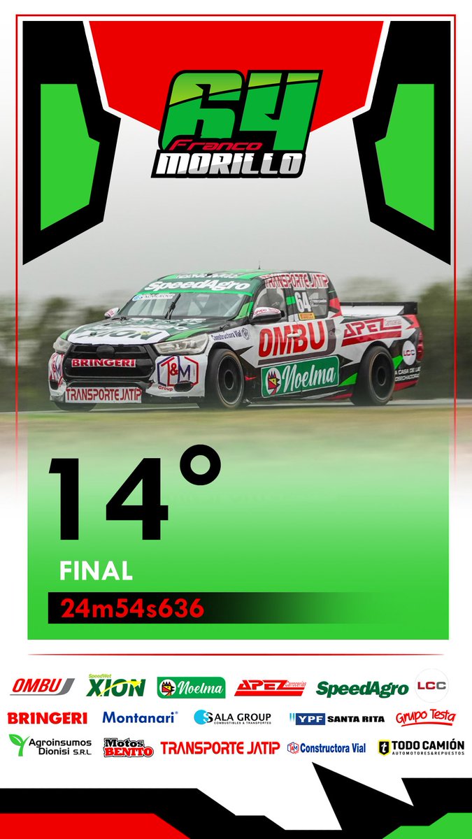MorilloFranco64's tweet photo. #TCPickUP 🏁 Pudimos avanzar algunas colocaciones hoy y terminar en el P14 de la final.

@LCAracingteam 
@actcargentina 

-
-

📱 @mtintegralpress | 📸 @TCLAREVISTA https://t.co/q0RtIwhV0d