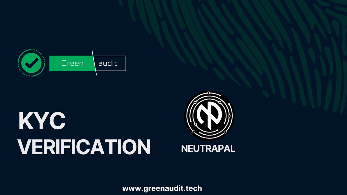 Dear community! Neutrapal KYC Verification by ✅ Green Audit! 

🌎 Projects website:
neutrapal.io

🔗 KYC link:
greenaudit.tech/kyc/neutrapal

👉🏻 More info:
GreenAudit.tech