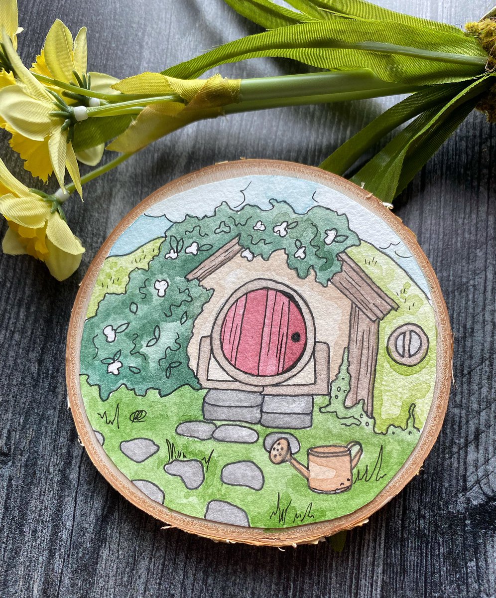 waterofwhimsy's tweet photo. Springtime in the shire, original on birch wood slab: https://t.co/xgbuYOAIGy https://t.co/TpTlKWO5GS