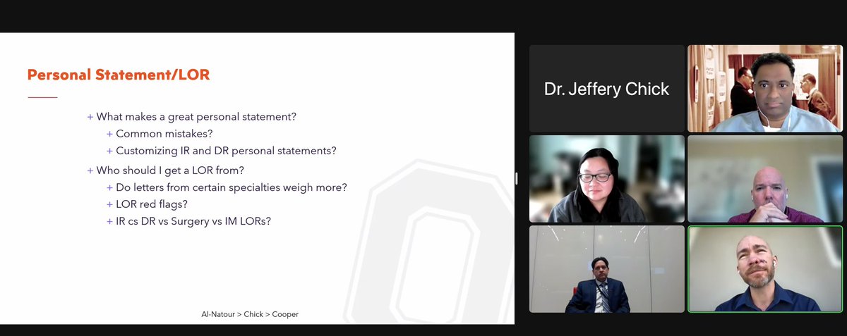 IR PD panelists advised on a basic structure for a personal statement:

-1st P: explain why you're interested in IR
-2nd P: highlight what sets you apart
-3rd P: describe your career goals and what you're looking for in a program

#futureradres #radiology #MedEd #IRad #WeAreIRad