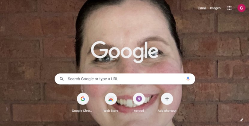 mrsaunderwood's tweet photo. My scholar needed help on her computer; opened a new tab and saw my face! I am her screensaver in Chrome. I giggled so hard. Hopefully that means she likes me 🤞🏼 @Mabry_MS_Cobb #sixthgraders #secondaryela #classic https://t.co/ZDyozs6uya
