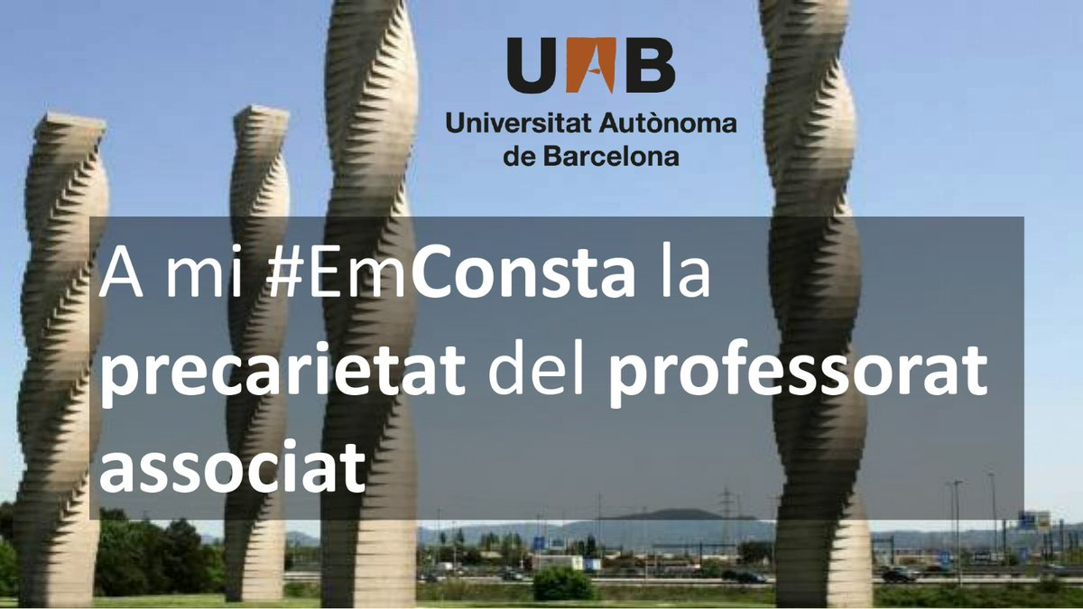 ProfAssociatUAB's tweet photo. Signa contra la precarietat laboral a la universitat!
https://t.co/eb5ePt07Xn

Més de la meitat del professorat de la universitat pública catalana pateix la discriminació salarial, cobra menys de 900 euros i no veu reconeguda la seva investigació. 

#Emconstalaprecarietat https://t.co/Rsk8dbIFo4