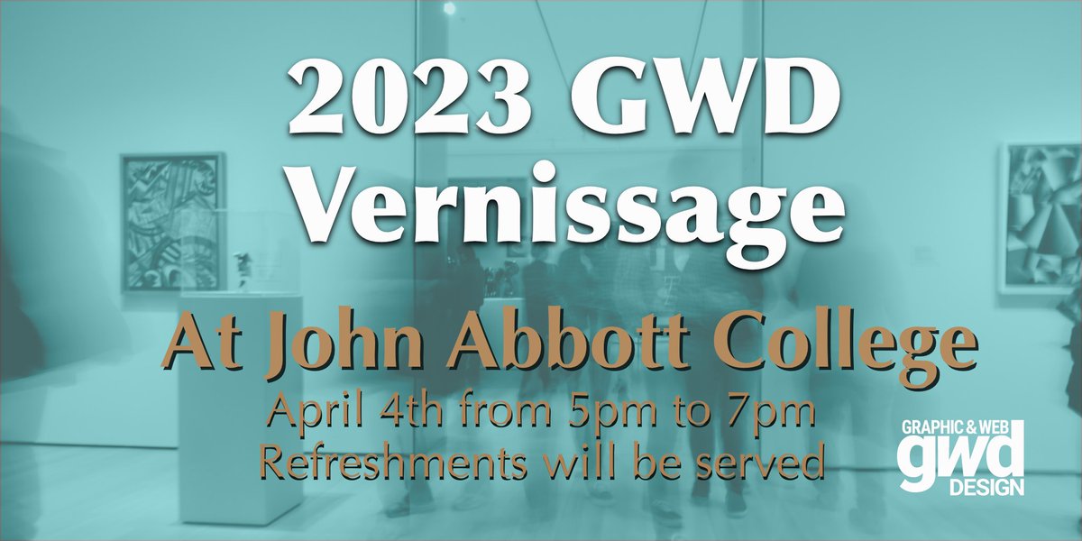 Come check out the 2023 Graphic and Web Design Vernissage. 🤩
.
It's an event happening on April 4th from 
5:00pm -7:00pm where thrid year students showcase the variety of works they have produced over the last three years. 🎓🖥
.
Join us at John Abbott College in the Agora! 🤗