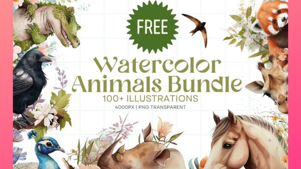 ArtDesign_by_VC's tweet image. bit.ly/3Tu7v2p

Watercolor Animals #Bundle
The #Watercolor #Animals Bundle is now available for FREE! This incredible bundle features 38 sets of beautiful animal illustrations.
This incredible bundle is normally worth $535, but for a limited time, it is absolutely FREE!