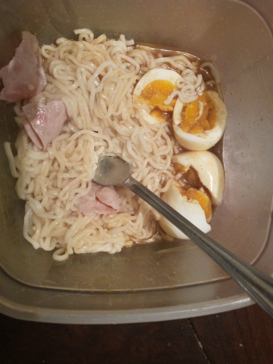 This is a picture of a noodle dish that I made.
#noodles #eggs #boiledeggs #delicious #yummy #temeric #spices #ham #broth
