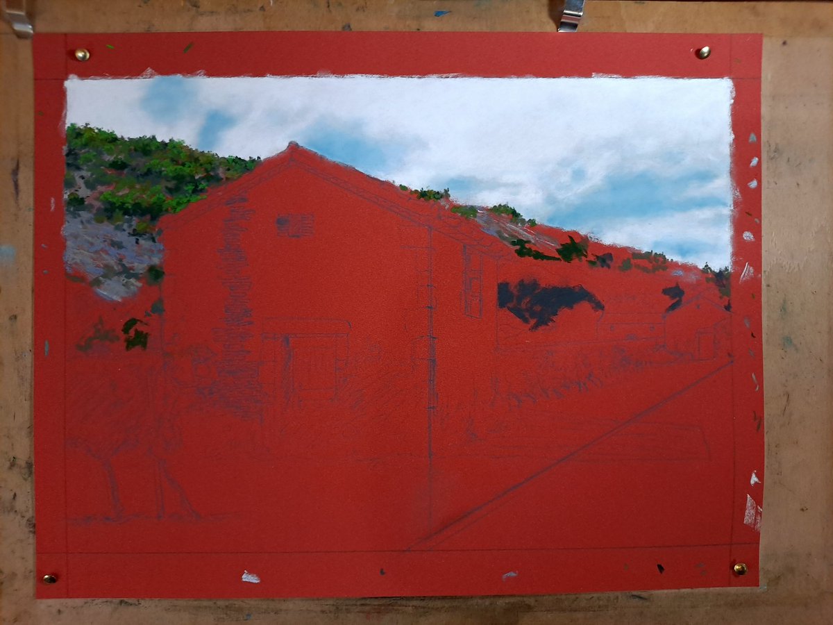 creativestates's tweet photo. Work in progress,  vineyard, Luzech sur Lot.  Soft pastel.  

#pastel #pastellandscape #luzech #lotvalley #france #vineyards #landscapepainting #summer #unisonpastels #sennelierpastels https://t.co/xq3J5y2tWE