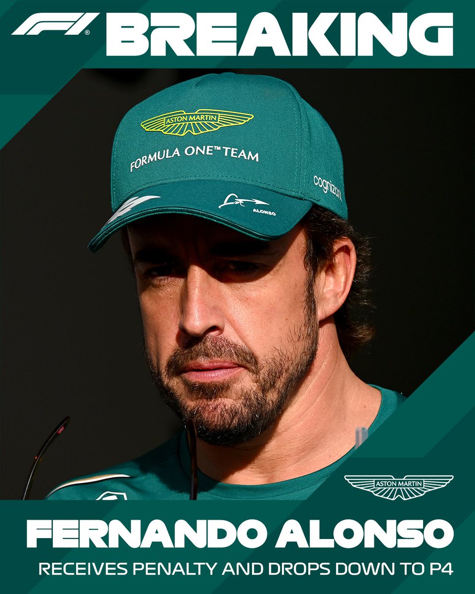 RPFormulaOne's tweet photo. BREAKING: Fernando Alonso is given a 10s penalty for an incorrectly-served penalty, and loses his podium in Jeddah

He drops to fourth, with George Russell moving up to third

#SaudiArabianGP #F1 https://t.co/7o47PiU21q