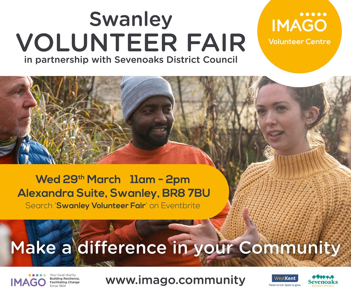 DAVSS will be at the Swanley Volunteer Fair on Wednesday 29th March. Come down and find out about volunteering with the option to take part in employability workshops for help with interview techniques and improving your CV. We hope to see you there! #volunteering #community