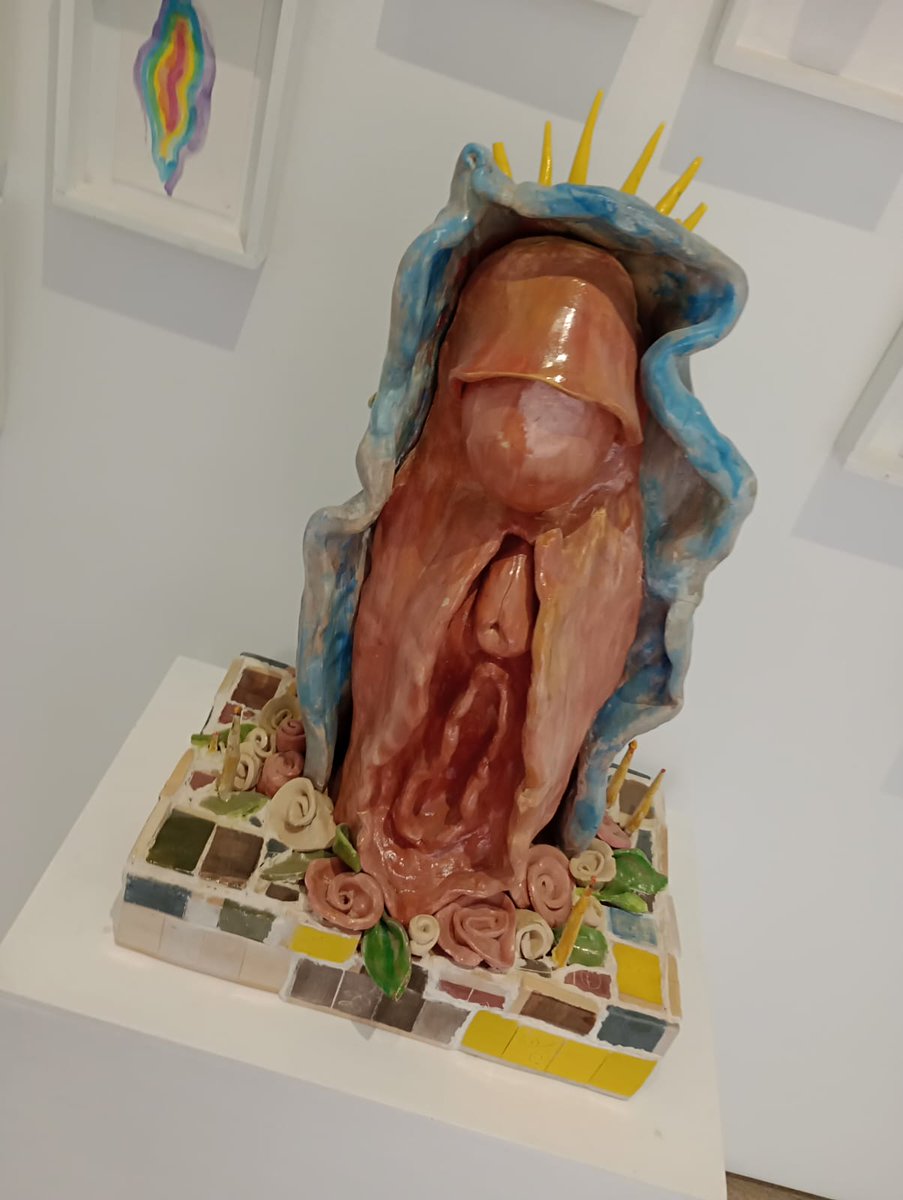 A sculpture of the Madonna in a vulva