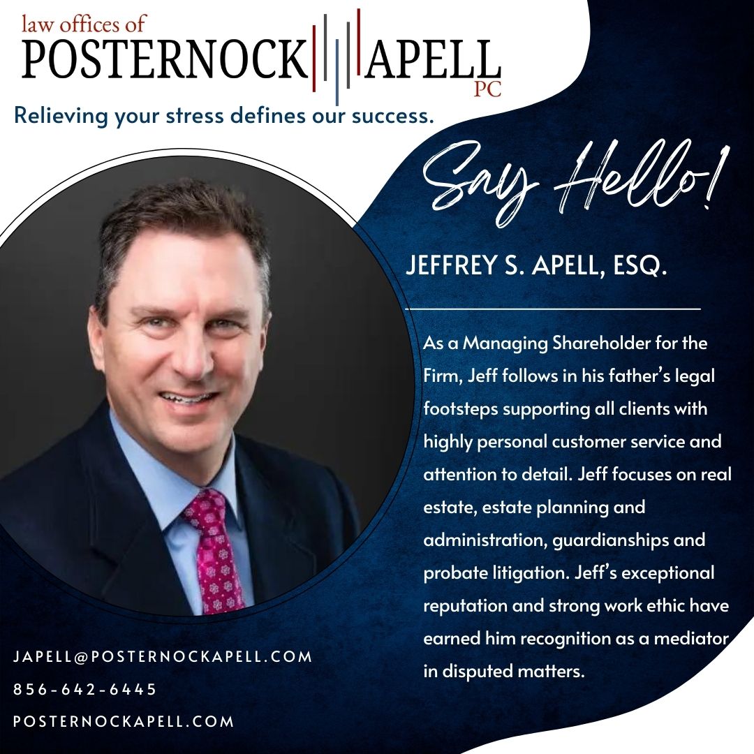 PosternockApell's tweet photo. Jeff focuses on real estate, estate planning and administration, guardianships and probate litigation. #Sayhello 👉 https://t.co/X0yAKjinfb #NJlawyer https://t.co/VBbHnRJmxj