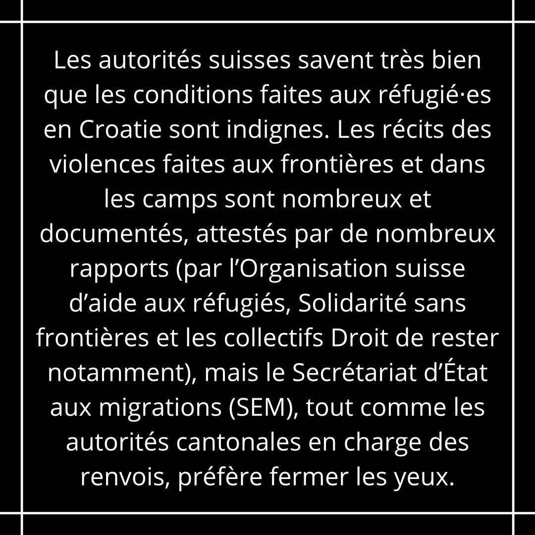 droitderester's tweet photo. Les autorités suisses connaissent très bien les conditions inhumaines réservées aux réfugié.e.s là-bas mais continuent les renvois. 

‼️ Manifestons notre colère face aux politiques migratoires inhumaines! Exigeons l’arrêt immédiat des arrestations et renvois ‼️ https://t.co/wF7ZUAhw9T