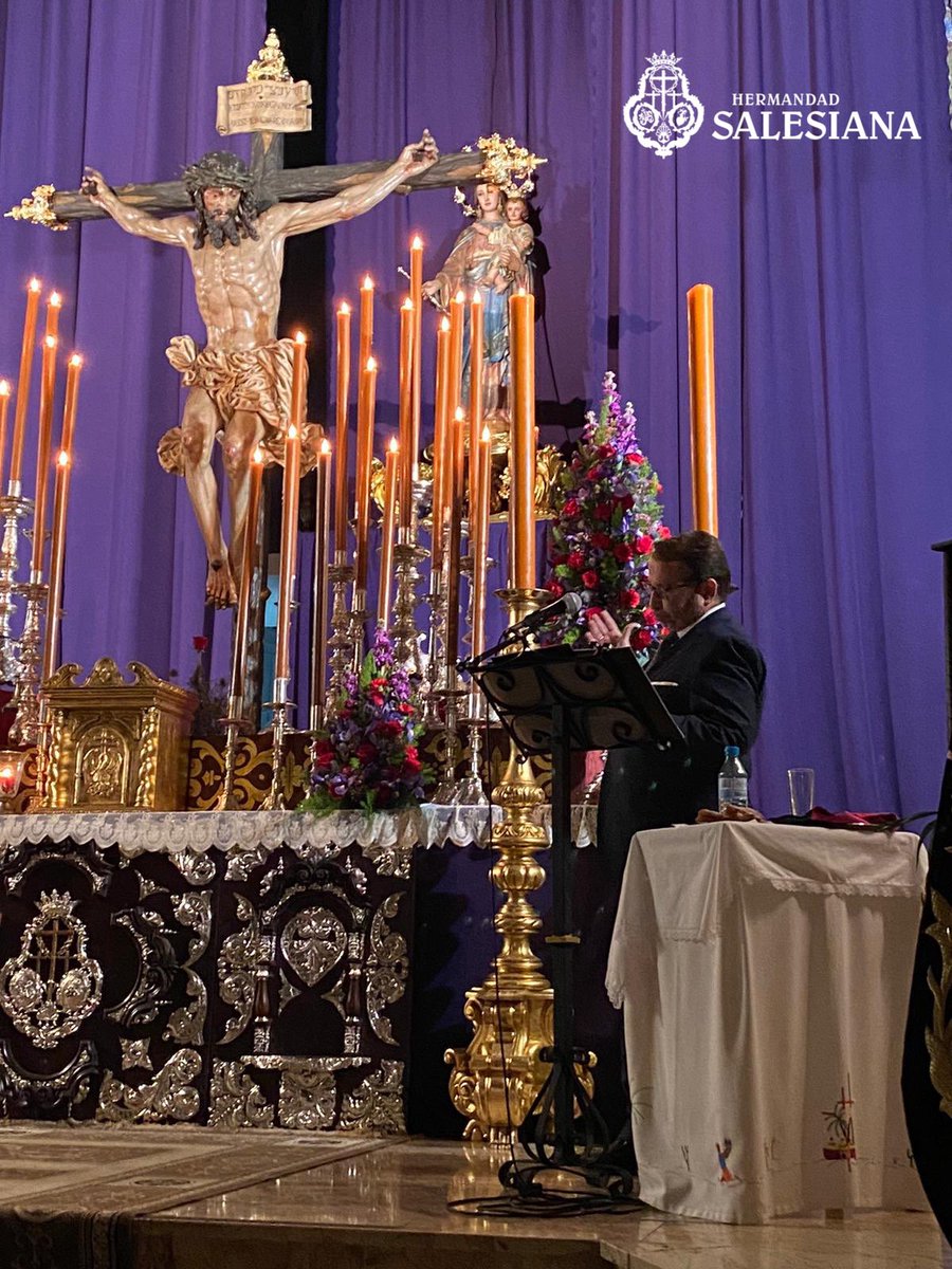 HdadSalesiana's tweet photo. Anoche tuvo lugar el XXXIV Pregón del Santo Cristo de las Penas a cargo de @ia_castillo, al que queremos agradecer las palabras de cariño y el anuncio que realizó de nuestra próxima estación de penitencia.

Que el Señor de las Penas y su Madre del Auxilio le guarden siempre. https://t.co/pjgJbMkey6