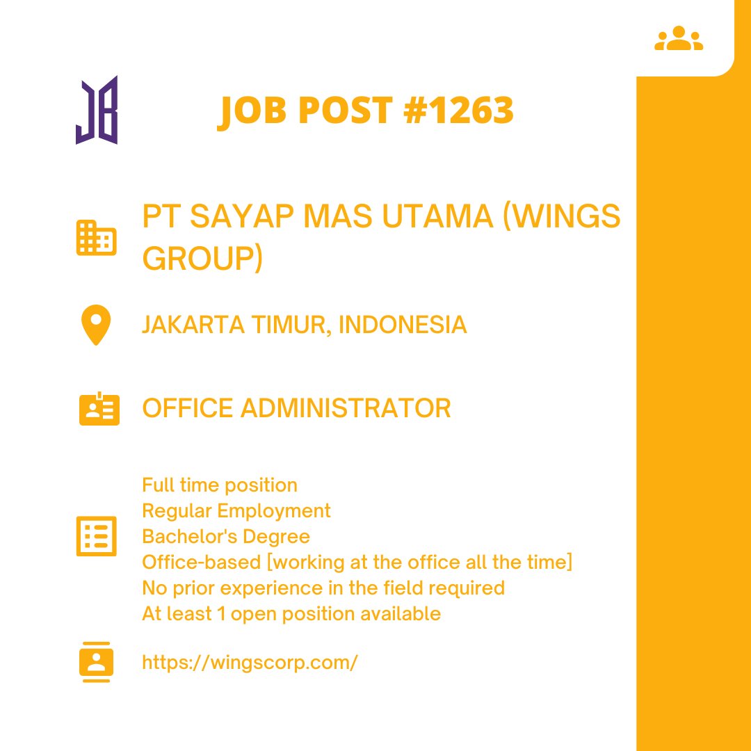 BTSARMYJobBoard's tweet photo. #BAJBIndonesia 
JAKARTA TIMUR, INDONESIA

https://t.co/DNYV7EW8xc

#BAJBHR 

ARMYs, kindly contact the job poster / hiring party directly for more information. 🤗

Good luck! 💜 https://t.co/l8BSNgrJDf