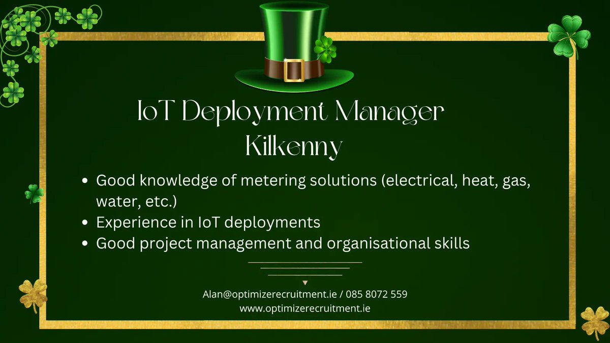 OptimizeCareers's tweet image. 🔋 IoT Deployment Manager
Conduct site visits to assess the IoT requirements and lead the deployment for each project.
🔗 buff.ly/3FCpo9D
#iot #iotsolutions #deploymentmanager #OptimizeRecruitment #kilkennyjobs #orjobs