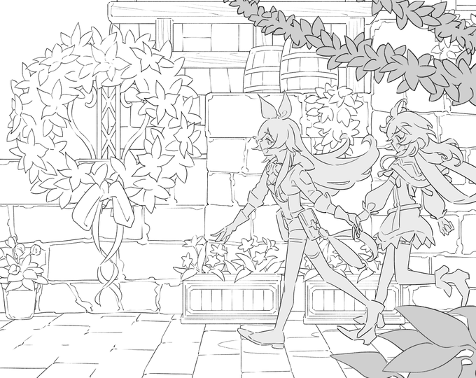 コレイとアンバー線画🏃‍♀️ 
