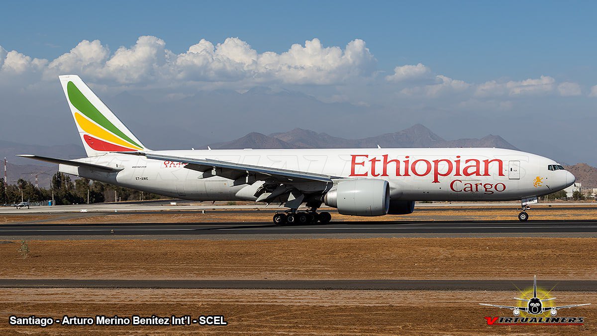 Boeing 777-F60, Ethiopian Cargo, ET-AWE, aterrizando en pista 17R #AMB. 

#AvGeek #boeing #boeinglovers #b777 #Ethiopiancargo #freighter #aircargo #landing #spotterschile #Planespotting #Aircraft #avpics #aviationdaily