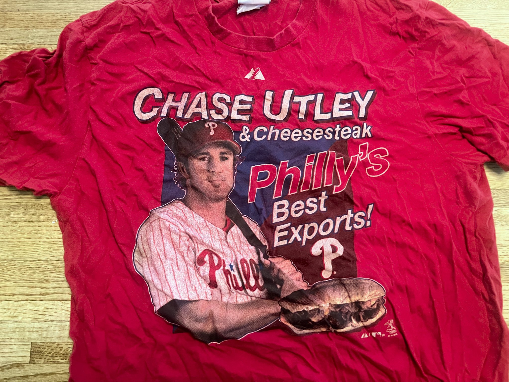 Dan McQuade on X: Going through storage while watching hoops. This has  gotta be one of the strangest officially-licensed Phillies shirts. Chase  Utley isn't from Philadelphia!  / X