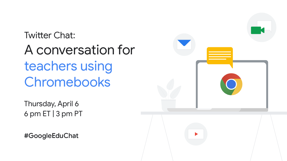 Jacquelyn Whiting (she/her) (@msjwhiting) on Twitter photo Mark your 📅 Our friends at <a href="/GoogleForEdu/">Google for Education</a> are hosting a #GoogleEduChat on April 6 all about using #Chromebook. See you there!
#GoogleEI #GoogleEC Mark your 📅 Our friends at <a href="/GoogleForEdu/">Google for Education</a> are hosting a #GoogleEduChat on April 6 all about using #Chromebook. See you there!
#GoogleEI #GoogleEC