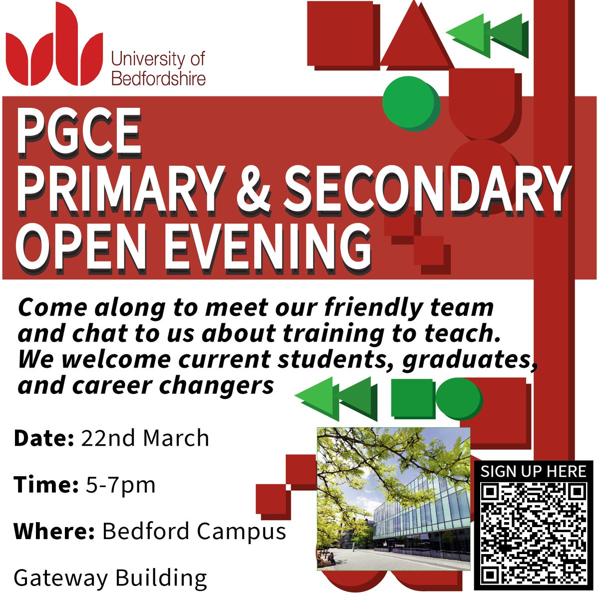 Open evening this week at University of Bedofrdshire, not to late to pop along for a chat. We enjoy talking to future colleagues even if your not ready to join this academic year #teaching #getintoteaching #teach #bedfordshire #schooldirect #graduates #undergraduates #Careers