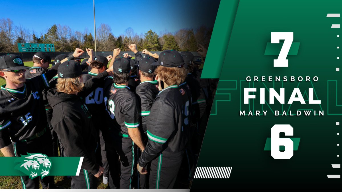 FINAL.  Baseball earns the series sweep with Sunday win over Mary Baldwin, 7-6. <a href="/GCPrideBaseball/">Greensboro College Baseball</a> <a href="/Gboro_College/">Greensboro College</a> <a href="/cfenisey21/">Chris Fenisey</a> #WeAreOnePride