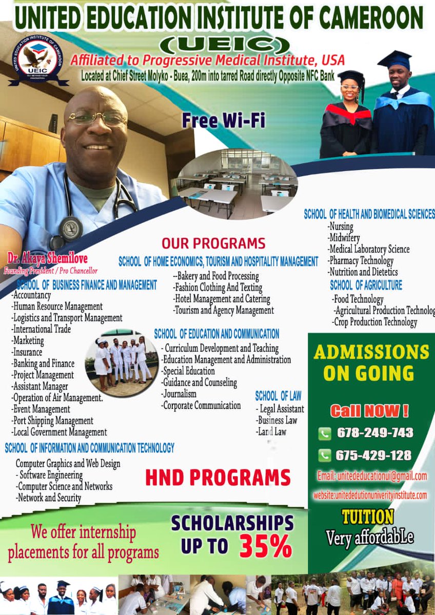 lovetekwen's tweet photo. One of the best private institute in Cameroon aimed at breeding professionals for a better society.
Registration is Ongoing
Call or sms now!!! https://t.co/XkWYVTQhk3