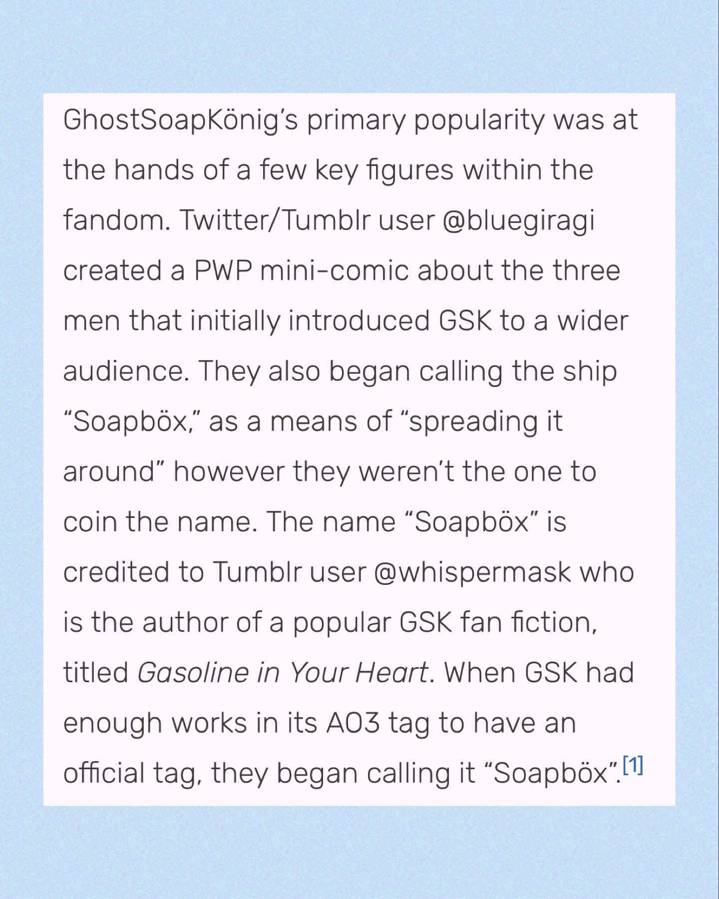 GhostSoap, Shipping Wiki