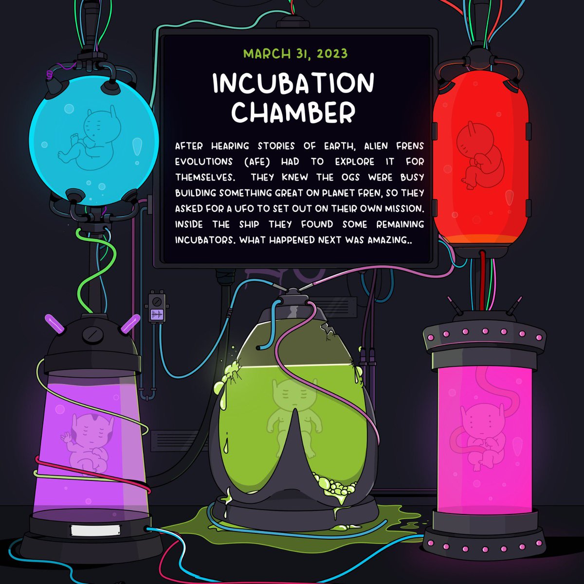 On March 31st Alien Frens begin a new mission… 5 new incubator activations arrive 🧪

From mutating your AFE to partnering your AFE with brands - which will you choose?

alienfrens.io/incubationcham…

This is our only official link 🖖