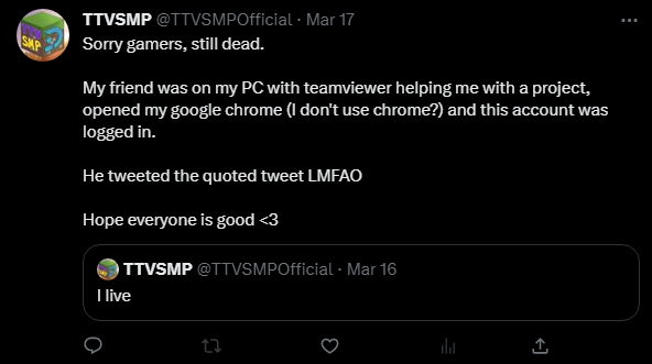 TTVSMPOfficial's tweet photo. No idea why this didn't show up for anyone when I quote retweeted it but here ya go 🤣 https://t.co/1i1SvbiQFr