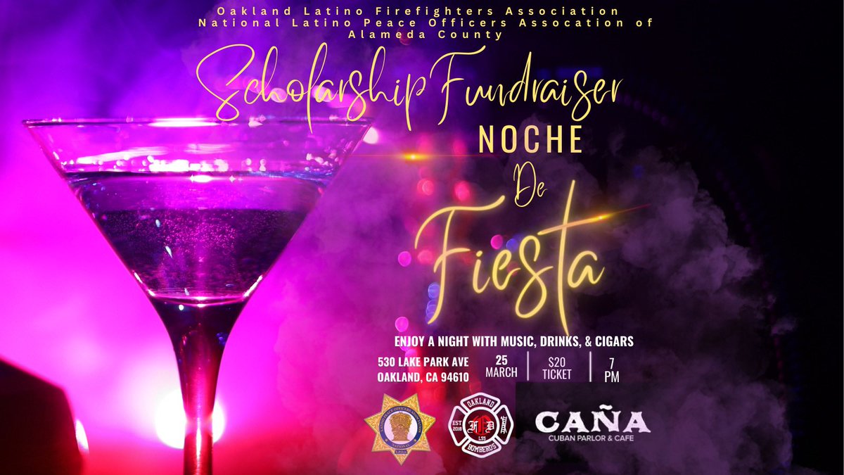 BomberosOakland's tweet photo. Join The @BomberosOakland &amp; The National Latino Peace Officers Assocation of Alameda County for our joint scholarship fundraiser. 100% of the proceeds will benefit local youth interested in pursuing a career in public safety.
https://t.co/whag3mtRjZ
#Oakland #oaklandfire #bayarea https://t.co/71LAYORqvk