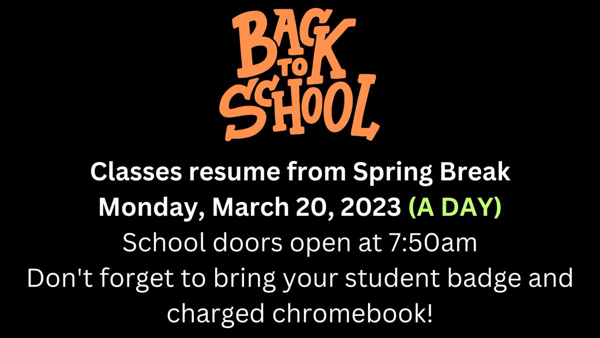 Back to school tomorrow!