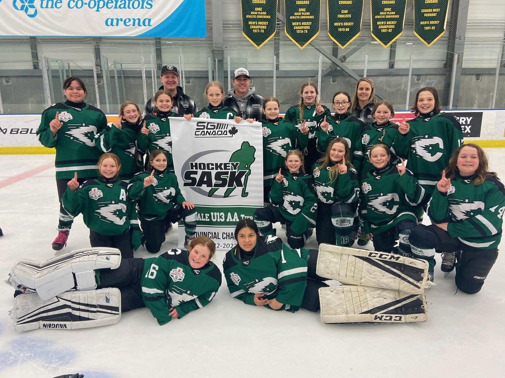 SaskatoonMHA's tweet photo. Congratulations to the @yxecometshockey Fusion on winning @hockeysask Female U13AA Tier 3 Provincials! The Fusion won the series on the road today in Regina! Way to go!! https://t.co/2nbwxWa8Rw