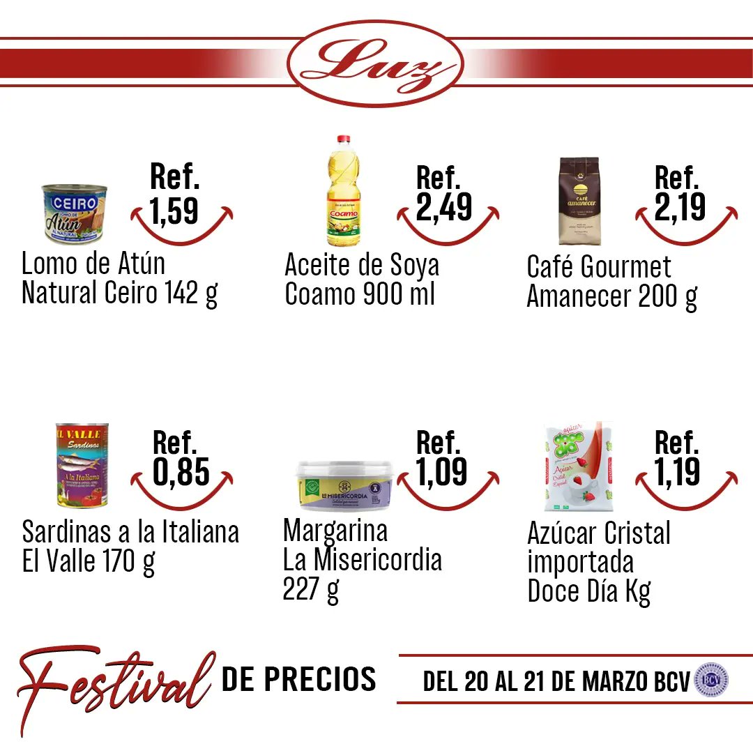 mercadosluzca's tweet photo. Ven y disfruta del #FestivalDePrecios en todas nuestras sucursales y en #LuzQuick desde el 20 al 21 de marzo

#Automercados #marzo2023 #19deMarzo #FestivaldePrecios  #descuentos #mercado #promos #market #mall #supermercado #comida #ofertas #promociones https://t.co/R4Wzje7wzU
