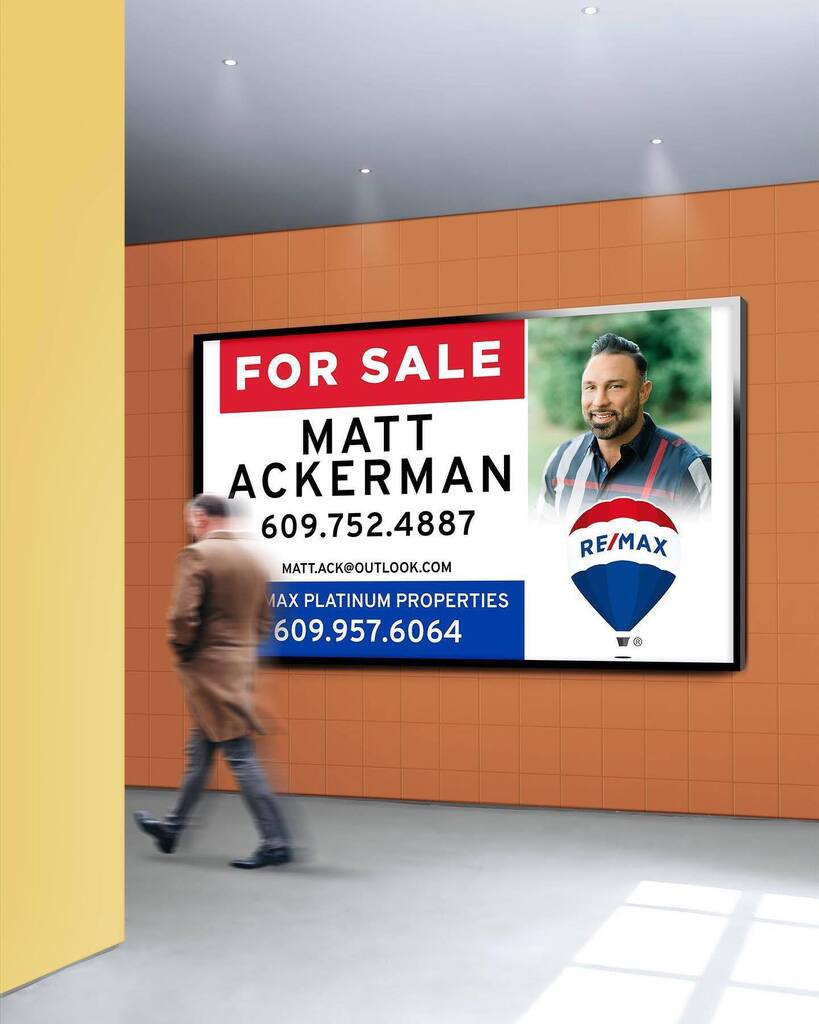 tmip's tweet image. Realtor sign for Matt Ackerman - the original (actual) sign is in front of a property on Pitney Road near CVS/ Galloway Ace Hardware.  #Realtor #Advertisement #LawnSign #Remax #Design. instagr.am/p/Cp-5rZkuNsm/