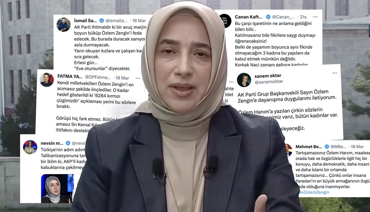 🔴 6284 sözleri büyük tepki toplayan AK Parti Grup Başkanvekili Özlem Zengin’e destek verenler:

- İsmail Saymaz
- Deva Partisi Genel Başk.Yard. Sanem Oktar
- Demokrat Parti Kadın Kolları Genel Başk. Fatma Yavuz
- CHP İstanbul İl Başkanı Kaftancıoğlu
- Nevşin Mengü
- Ankara