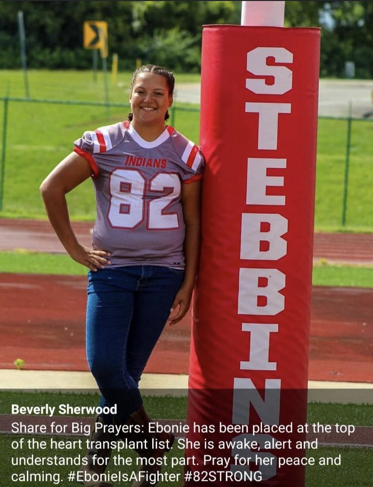 _stebbinsfb's tweet photo. Please continue to pray for Ebonie! #EbonieIsaFighter #82Strong https://t.co/sieZTJmAkj