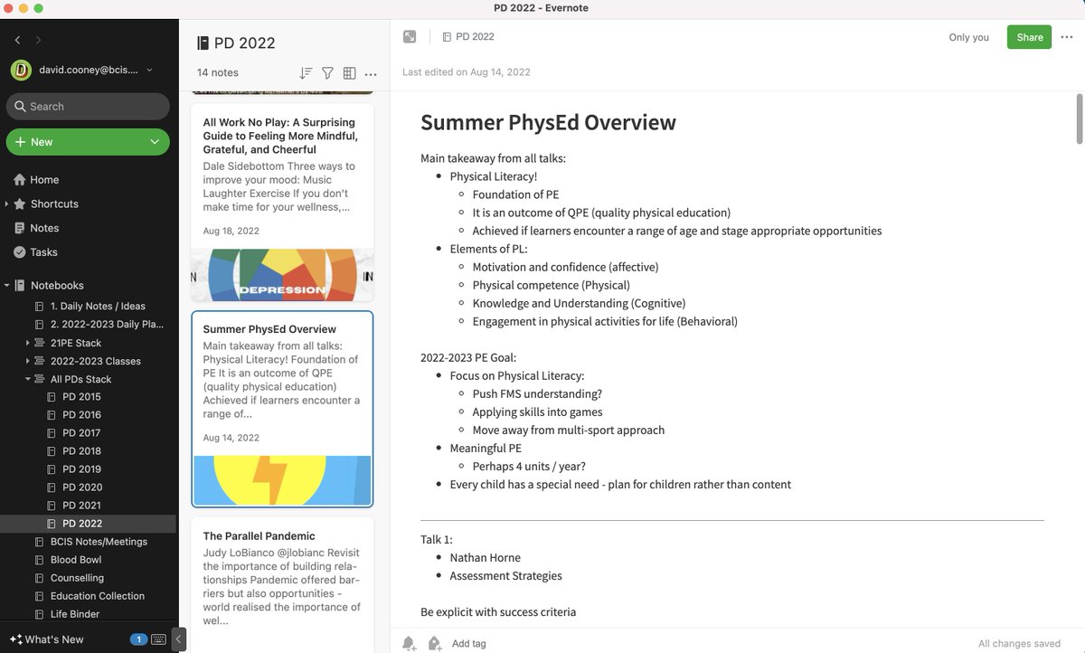 21physed's tweet photo. @evernote  is awesome! Goodbye #teacher binder and hello digital! My daily/weekly lesson plans are all in one spot. Class trackers are organised and easy to access. Everything syncs to this one account using any of your devices. #physed #pyppe teachers  - highly recommend! https://t.co/u9qbAumeK2