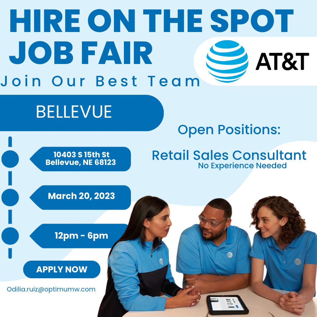 📣JOIN OUR TEAM📣
Come see us for our job fair tomorrow for on the spot interviews #jobopening #jobfair #bellevuene #optimumwireless
