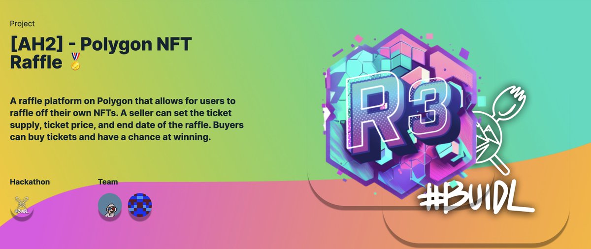 Excited to announce that my project at ETH Denver won one of the bounties from <a href="/chainlink/">Chainlink</a> 🔥

I believe the Polygon NFT ecosystem is overdue for tools that better enable traders. 

Inspired by the FFF Raffle program on Solana, I wanted to bring something similar to <a href="/0xPolygon/">Polygon</a>