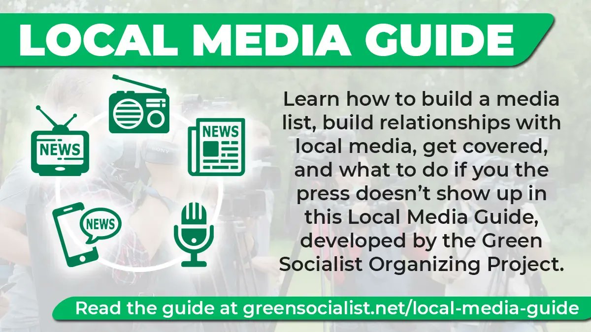 HowieHawkins's tweet photo. Whether local papers, radio, TV, podcasts, or blogs, local media is an important medium for getting out your message and growing your audience. This guide and workshop will help your local party or campaign get a media operation going. ]

Learn more at https://t.co/maBjdgpJJ0 https://t.co/vPa2a5kmAe