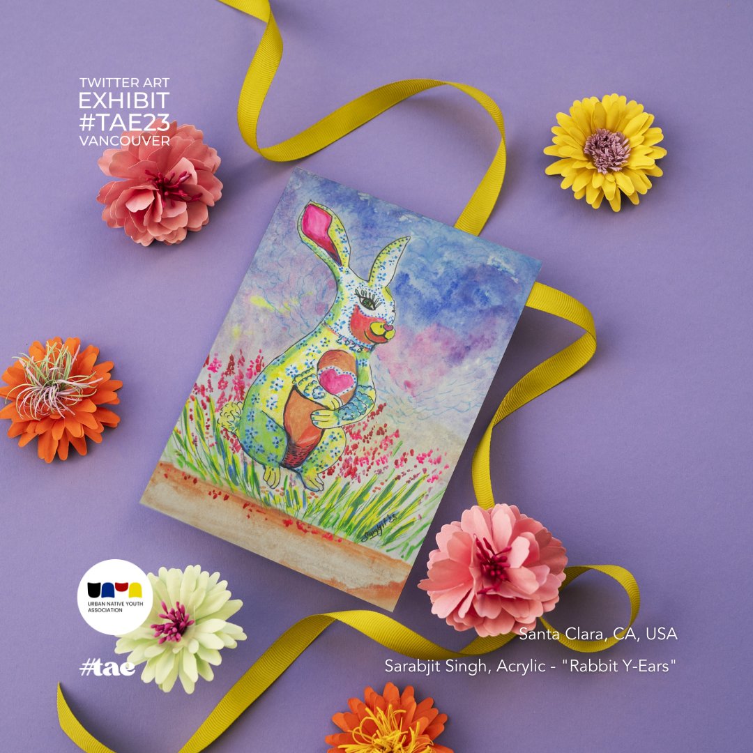 "Rabbit Y-Ears", by Sarabjit Singh <a href="/sarasingh92/">Sarabjit</a> from CA, USA. Thank you for your lovely acrylic artwork. Sarabjit is donating this art card as a contribution for #TAE23 art fundraiser for <a href="/unyayouth/">Urban Native Youth Association (UNYA)</a>. #vancouverbc #twitterartexhibit #indigenous #giving #artforacause