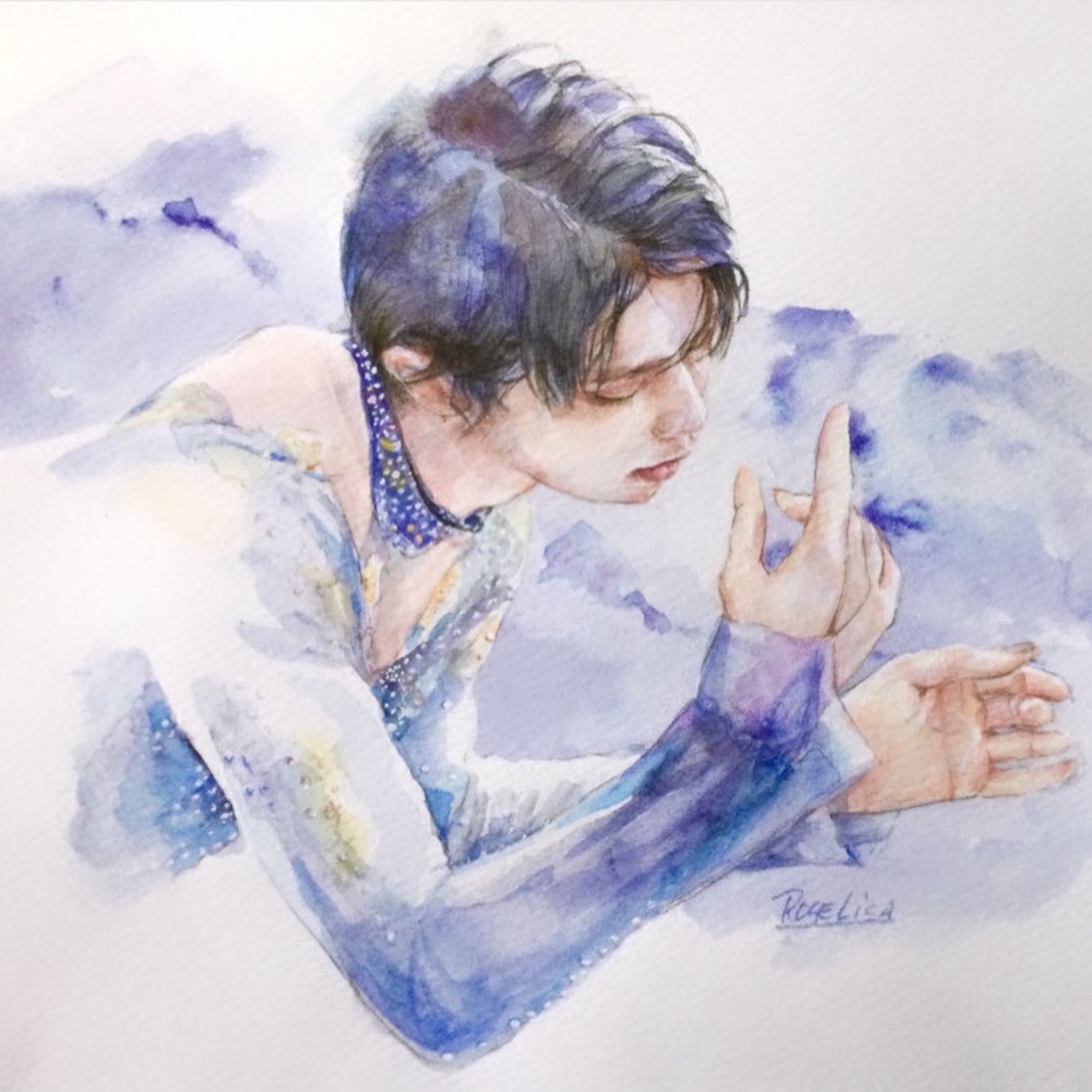 羽生結弦　絵画　視線 羽生結弦 絵画 視線