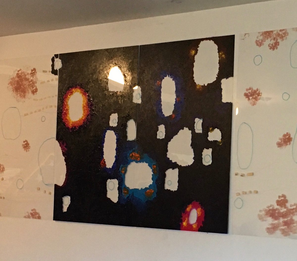 strvngrtst's tweet photo. Ok! Now that all those #elements are in place, time for mixing #colors onto the panels in the hopes that, once the work is turned & facing outwardly, the result will be a #ThingOfBeauty. Once painted: another round of #collage β¨π¨β¨
#mixedmedia #acrylic #InsideOutAndBackwards https://t.co/sA4Wd6c9qi
