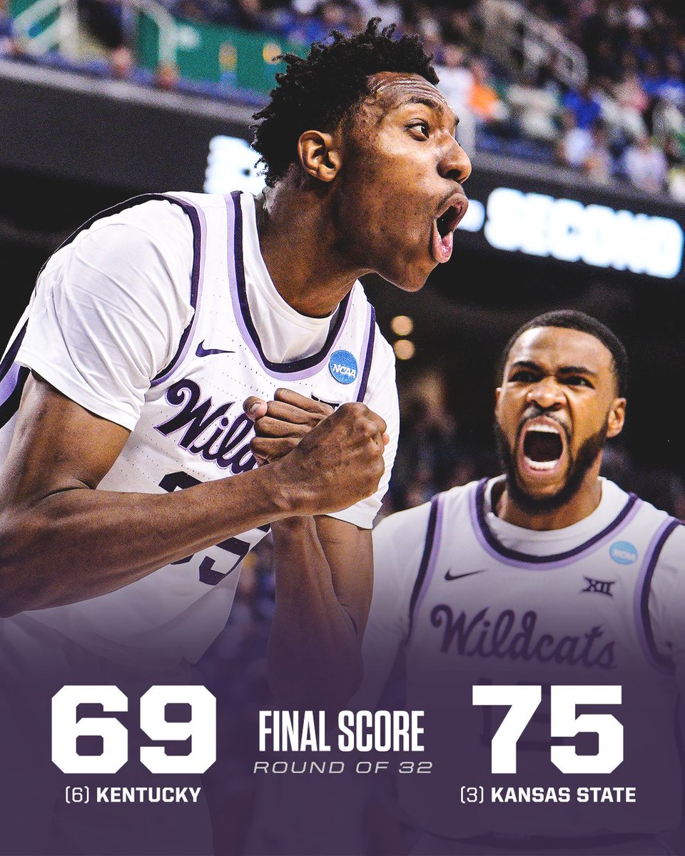 SportsCenter's tweet photo. .@KStateMBB heads to the Sweet 16 in coach Jerome Tang's first season 👏 https://t.co/B0eFQCqxcL