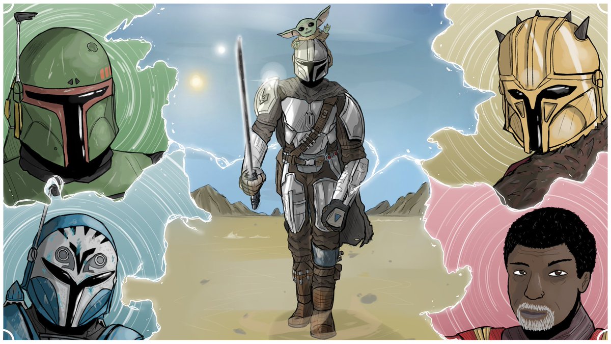 mDomino_'s tweet image. &quot;I&apos;m a Mandalorian. Weapons are part of my religion.&quot;

Some proper fan art of The Mandalorian, I&apos;m loving season 3 so far! 

#StarWars #SWart #TheMandalorian #BoKatan #bobafett #artistsontwitter #Grogu