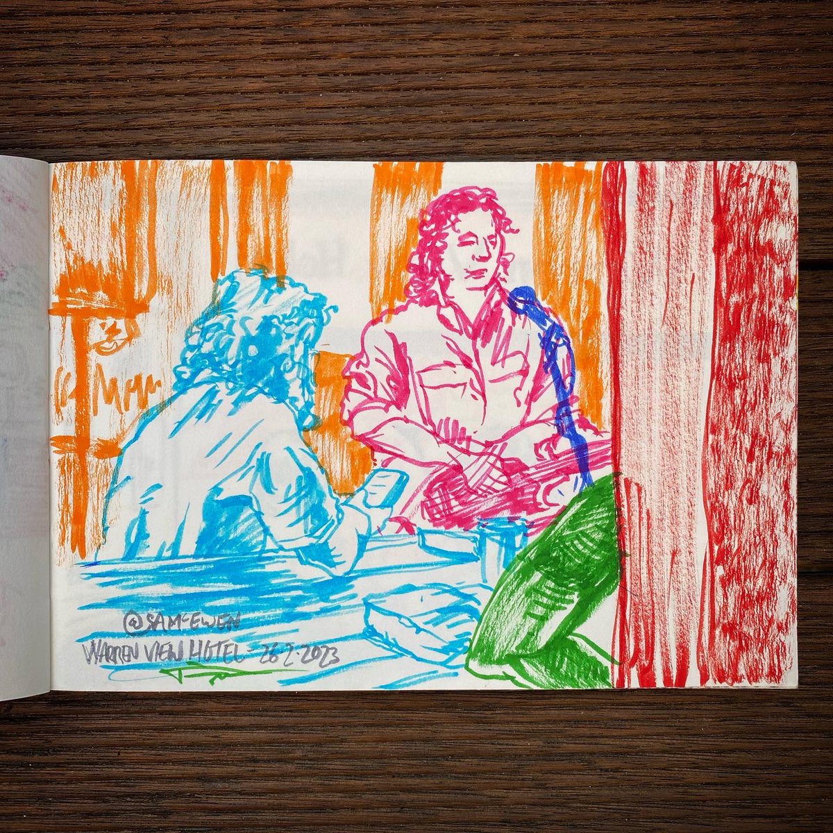 TimMcEwen67's tweet photo. Sketching while @Samuel_McEwen is gigging at #TheWarrenViewHotel a few weeks ago. 

#thewarrenview #warrenviewhotel #warrenview #pubsketch #pubsketchers #pubsketches #pub #drawingwhiledining #drawingwhilegigging #urbansketch #urbansketchers #urbansketcher #urbansketches https://t.co/69IYDFUDFG