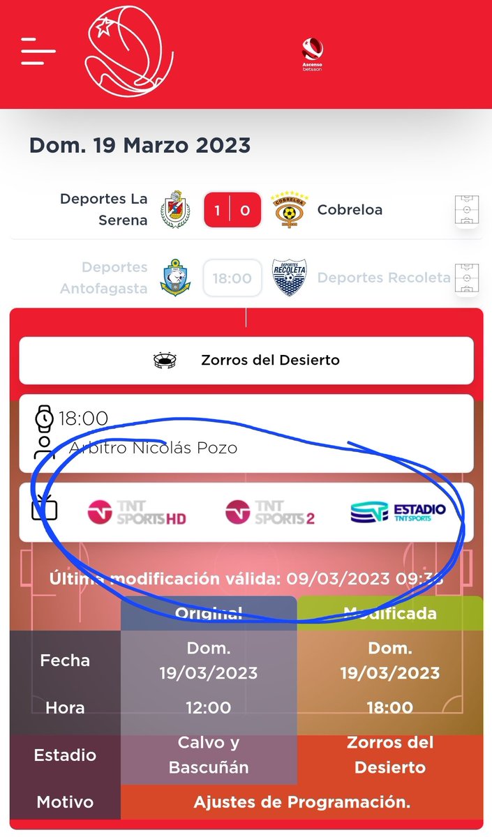 SoyVerati's tweet photo. Publicidad engañosa. Publicitan partido que no transmiten #AscensoBetsson
@SERNAC @TNTSportsCL @ANFPChile @CampeonatoCL @ClubAntofagasta https://t.co/XQaxwi89YT