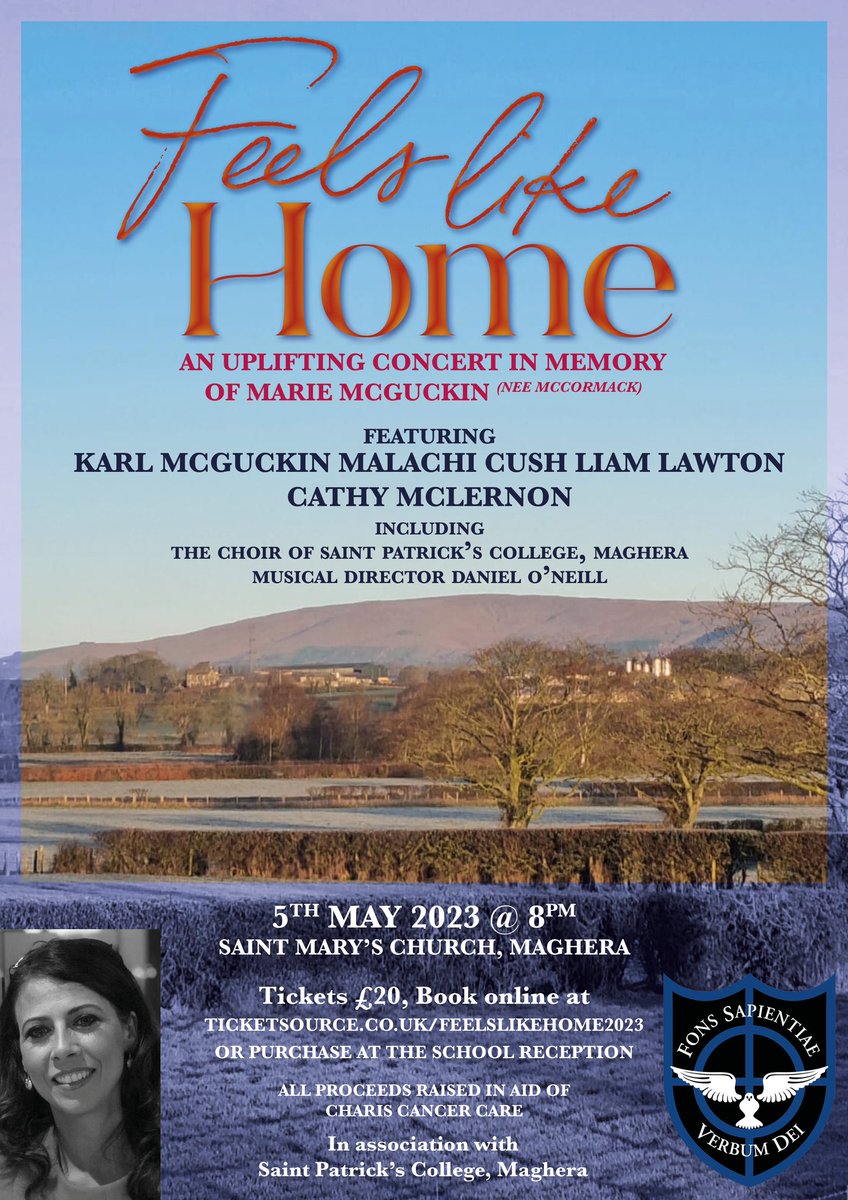 Karl McGuckin (@karl_mcguckin) on Twitter photo Feels Like Home
A Concert in memory of Marie McGuckin
St Mary’s Church, Maghera
5th May 2023, 8pm
Tickets can be bought online at ticketsource.co.uk/feelslikehome2… or at St Pat’s Maghera Reception. <a href="/BallinderryGAC/">Ballinderry Shamrocks GAC</a> <a href="/EdendorkGAC/">Edendork GAC</a> <a href="/StPatsMaghera/">St Patrick's College</a> <a href="/CharisCancer163/">Charis Cancer Care</a> Feels Like Home
A Concert in memory of Marie McGuckin
St Mary’s Church, Maghera
5th May 2023, 8pm
Tickets can be bought online at ticketsource.co.uk/feelslikehome2… or at St Pat’s Maghera Reception. <a href="/BallinderryGAC/">Ballinderry Shamrocks GAC</a> <a href="/EdendorkGAC/">Edendork GAC</a> <a href="/StPatsMaghera/">St Patrick's College</a> <a href="/CharisCancer163/">Charis Cancer Care</a>
