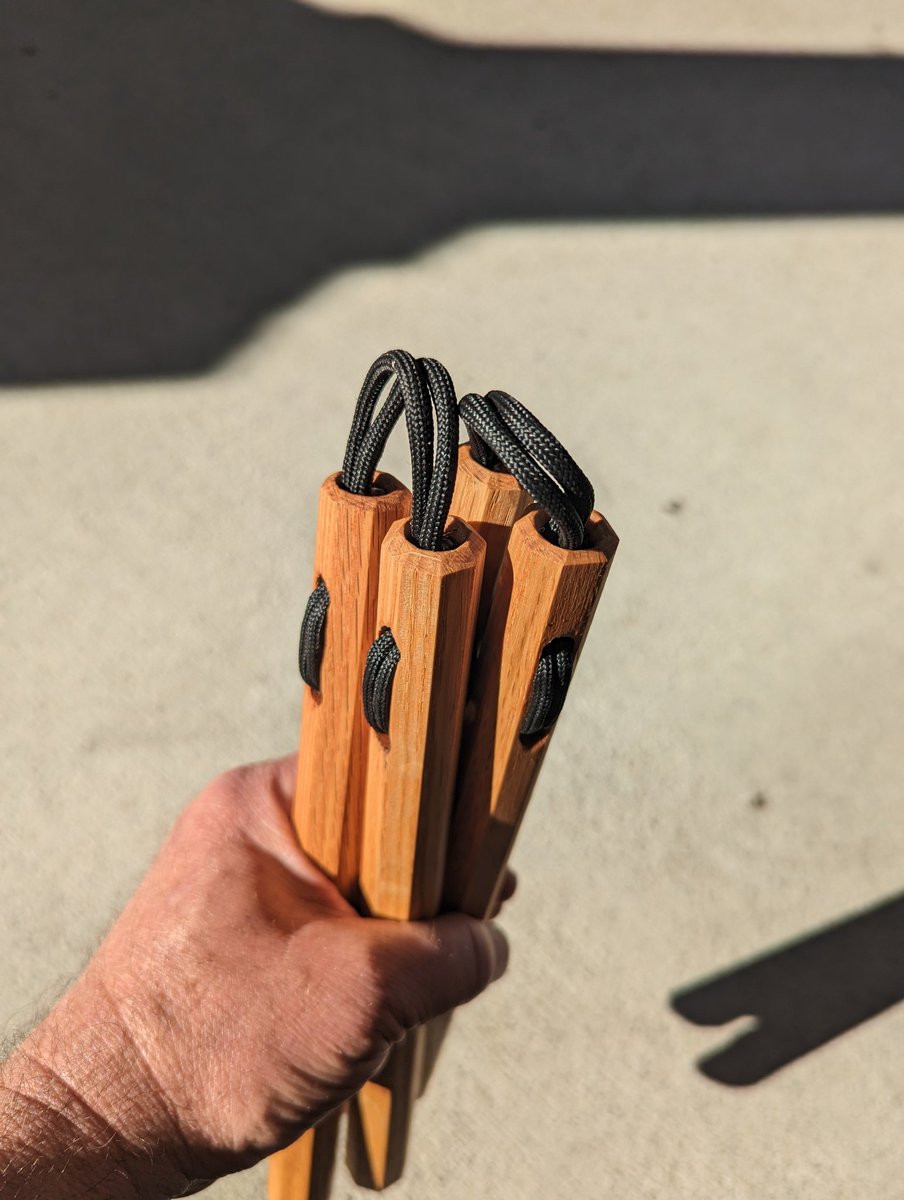 Sean_Karateka's tweet photo. In need of Custom rustic Nunchaku?
Sizes 10" to 17" oak, prices vary based on size and going rate of lumber 

- Handmade, not factory made
- Made my Kobudo practitioner
- 550 Paracord
- Octagonal and tapered or stright

Email uchinate@protonmail.com for info
#kobudo #martialarts https://t.co/KVAoIB85l6