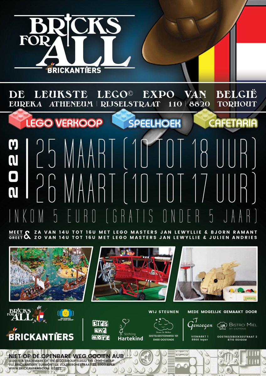 CDJTorhout's tweet photo. Topevenement in Torhout in het weekend van 25 en 26 maart! Wij zijn met CoderDojo ook aanwezig en zullen de kids leren programmeren met LEGO robots. Verder geven we ook demonstraties. Maar uiteraard is er meer...#CoderDojo #torhout #lego #brickantiers #wijzijnlegomasters #eureka https://t.co/8PgsMa3Hio