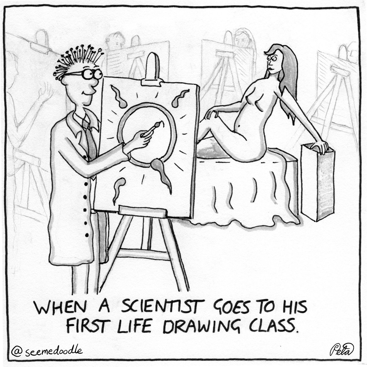 When #Science meets #art. #gagcartoon #lol #lifedrawing #seemedoodle #webcomics #Melbourne #cartoonist